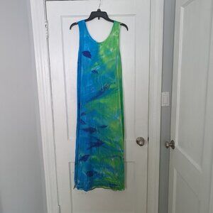 Sloop Jones Hand Painted Linen Midi Dress Size S